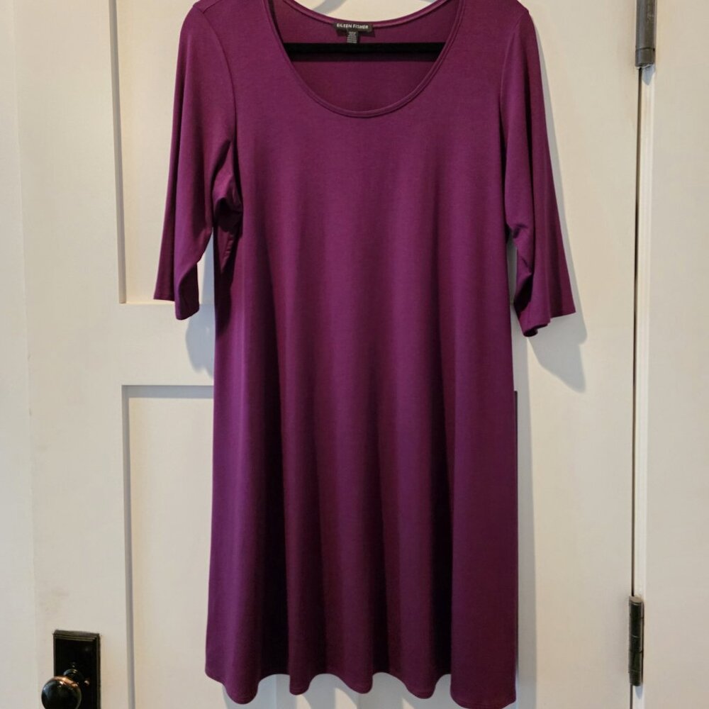 Eileen Fisher Elbow Sleeve tunic size Large in Boysenberry